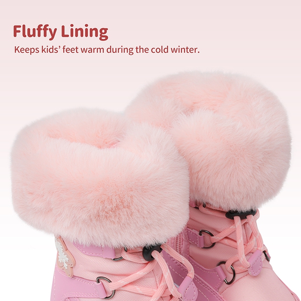 Kids Non-Slip Fur Lined Snow Boots - PINK - 3